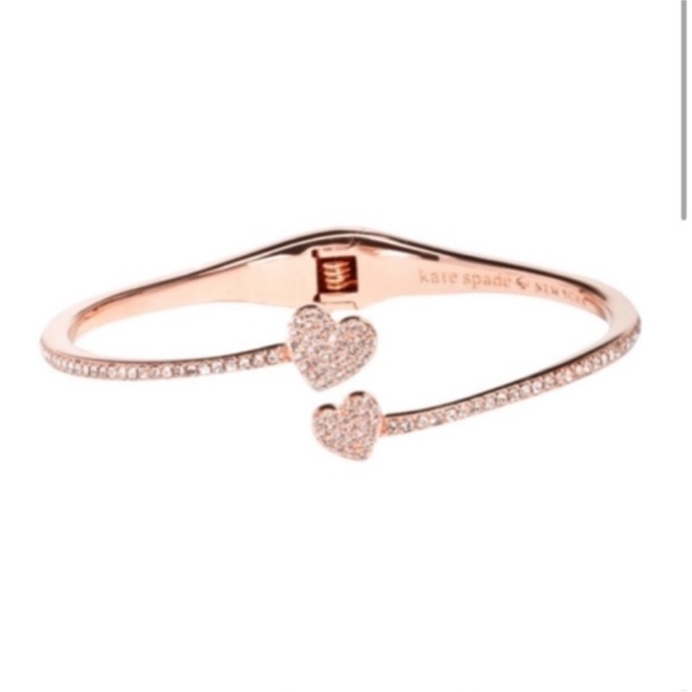 RARE Kate Spade Rose Gold yours truly Heart Accent open cuff Bracelet